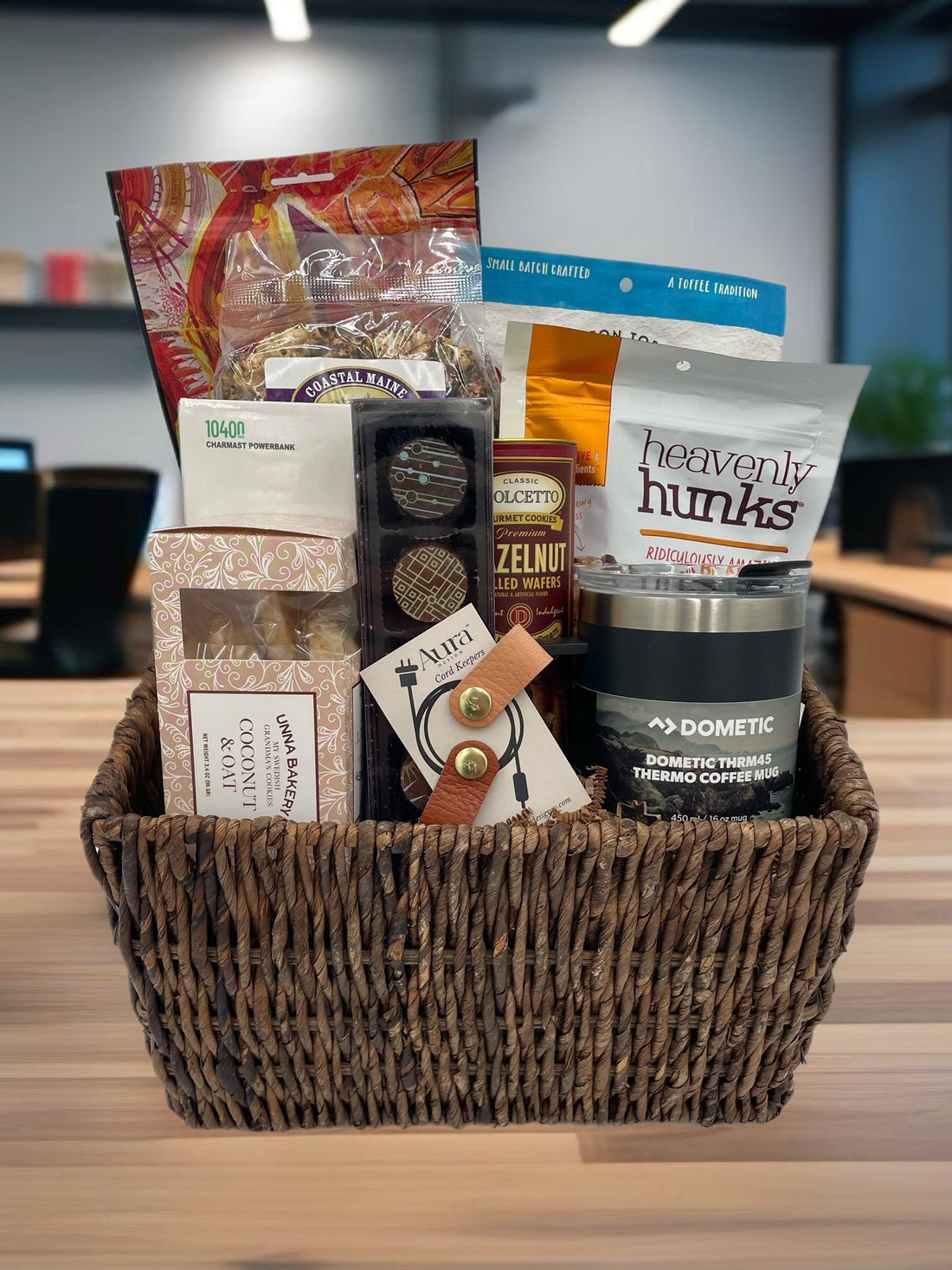 Ultimate Snack & Tech Gift Basket for employee and client corporate gifting budgets